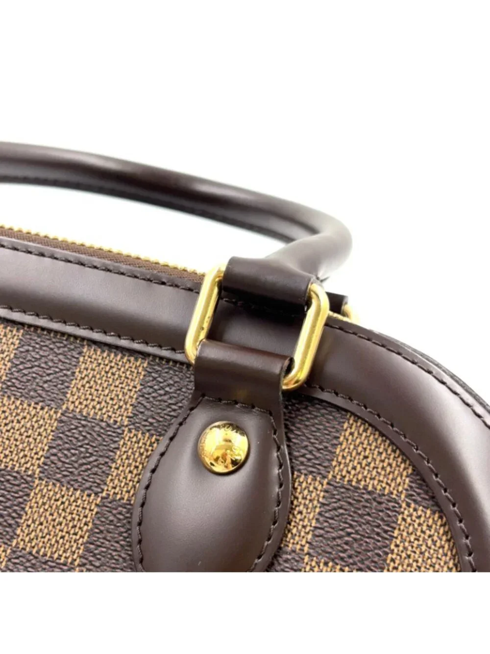 Louis Vuitton Trevi PM Damier Ebene Leather Brown Handbag Gold
